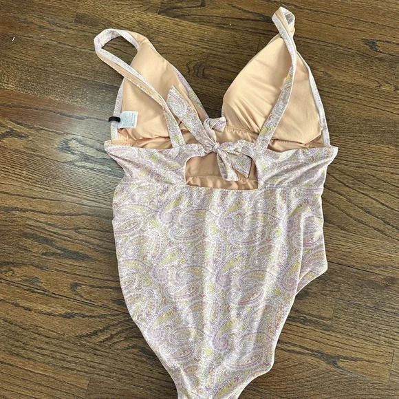 J. Crew Eco Plunge V Neck One Piece Swimsuit In Beach Paisley Size 16 D0612 - Picture 8 of 14